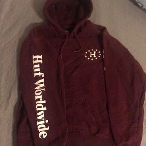 Huf Worldwide Maroon Sweatshirt Size S